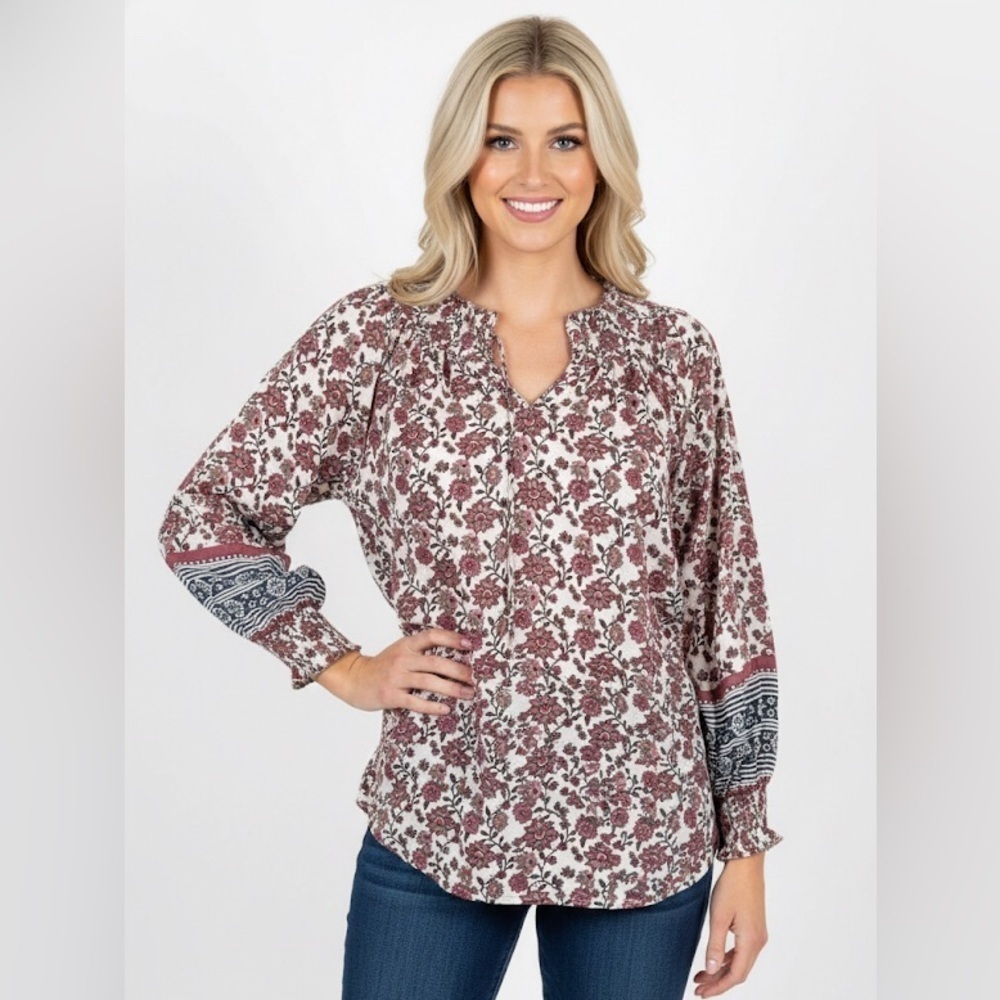 C&C California Floral peasant boho Blouse size medium